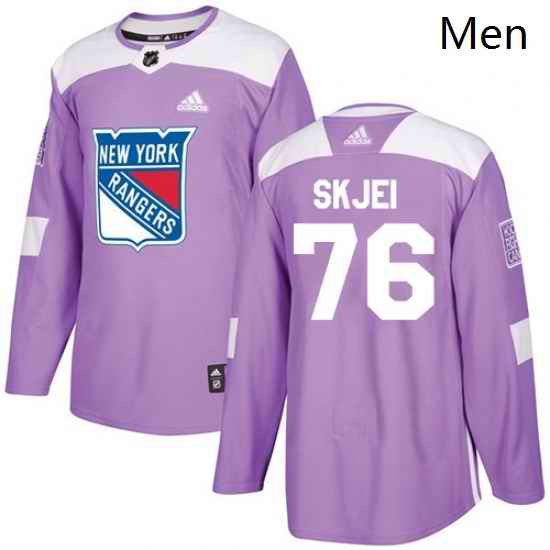 Mens Adidas New York Rangers 76 Brady Skjei Authentic Purple Fights Cancer Practice NHL Jersey